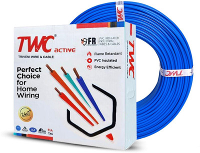 TWC Active Single Core Electric PVC Copper Wire For Home, Building & Industry 0.75 sq/mm Blue 90 m Wire(Blue)