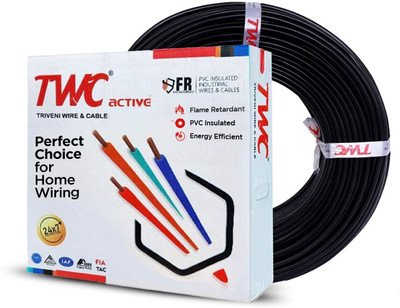 TWC Active Single Core Electric PVC Copper Wire For Domestic & Industrial purpose 1 sq/mm Black 90 m Wire(Black)