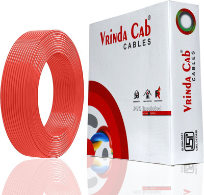 VrindaCab Multi Strand House Wiring Cable | FR PVC Insulated CCR Copper Wire 2.5 sq/mm Red 90 m Wire(Red)