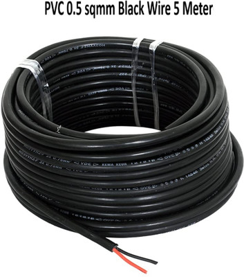 JELECTRICALS PVC 0.5 sq/mm Black 5 m Wire(Black)