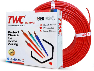 TWC Active Single Core Electric PVC Copper Wire For Domestic & Industrial purpose 1 sq/mm Red 90 m Wire(Red)