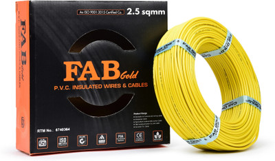 FAB GOLD COPPER 2.5 sqmm |90 MTR |Multi Strand| Electrical Wire Cable| Premium quality| 2.5 sq/mm Yellow 300 ft. Wire(Yellow)