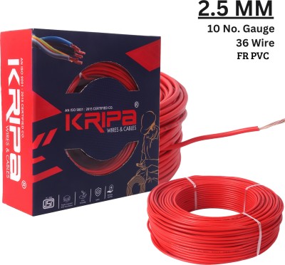 kripa 2.5 sqmm Copper Multi Strand House Fitting FR PVC Lite Electric Wire Cable 10No. 2.5 sq/mm Red 91 m Wire(Red)