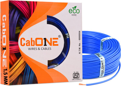 CabONE CCA Copper 1.5 sq/mm 90 MTR FR PVC Multi Strand Electric Electrical Wire Cable 1.5 sq/mm Blue 300 ft. Wire(Blue)