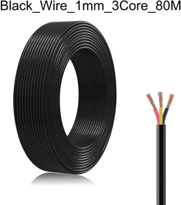 JELECTRICALS PVC 1 sq/mm Black 80 m Wire(Black)