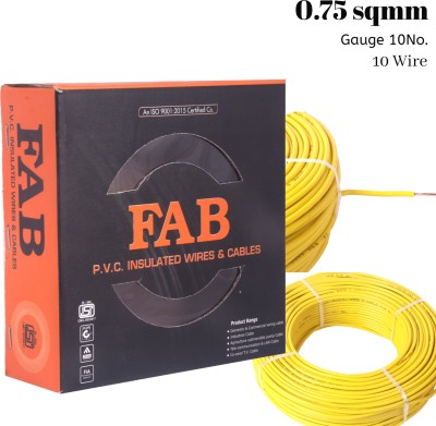 kripa FAB 0.75 sqmm CCA Copper Multi Strand House Wire FR PVC Electrical Wire (10No.) 0.75 sq/mm Yellow 91 m Wire(Yellow)