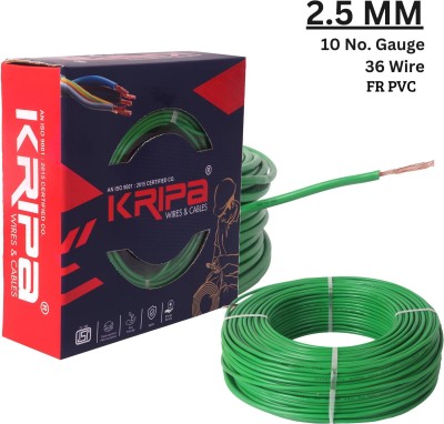 kripa FAB 2.5 sqmm Copper Multi Strand House Wire FR PVC Electrical Wire (Gauge 10No.) 2.5 sq/mm Green 91 m Wire(Green)