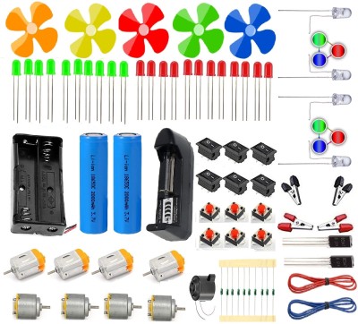EBRAND ONE DC Motor Project Kit: Explore, Innovate, and Learn with 10 DC Motors, LED Lights Motor Control Electronic Hobby Kit