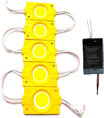 Wenray Adapter + 5 Pieces Coin 12 Volt 2.4 Watt LED Module Light Lamp Bulb (YELLOW) Electronic Components Electronic Hobby Kit