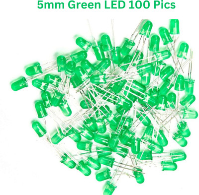 Charohm 100 Pics 5mm Diffused Green LED 3.2V Electronic Components Electronic Hobby Kit