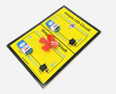 SR ROBOTICS Simple Circuit With Motor And Led Basic Working Science Project (Yellow) Educational Electronic Hobby Kit
