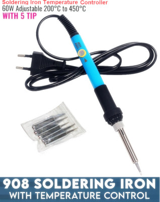 BALRAMA With 5pcs Solder Tip Bit Set Soldering Iron 60W 908 Variable Temperature Control Temperature Sensor and Controller Electronic Hobby Kit