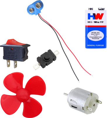 Universal Hub DIY KIT FAN: 9V BATTERY: CLIP: 2PIN RED SWITCH: TACTILE: MOTOR: 4CM PROPELLER Electronic Components Electronic Hobby Kit