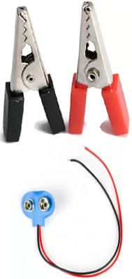 Technical hut 1 Pair Crocodile clip with 9v battery connector Educational Electronic Hobby Kit