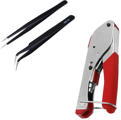 Sharum Crafts Anti Static Tweezer 2pc & Compression Tool Power Supply Electronic Hobby Kit