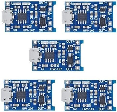 MIFRA ELECTRONICS TP4056 1A Li-Ion Battery Charging Board With Micro USB (5 Pcs) Electronic Components Electronic Hobby Kit