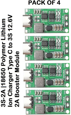 3REE PACK OF 4 3S2A 18650 Lithium Ion Charger Type C to 3S 12.6V 2A Booster Module Electronic Components Electronic Hobby Kit