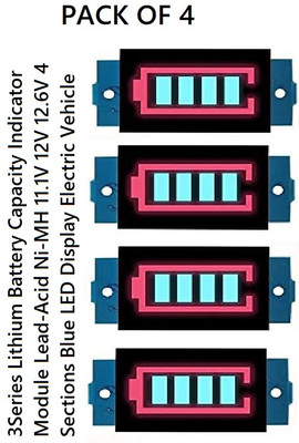 EASTRA PACK OF 4 3S Lithium Battery Pack Power Indicator Board 11.1V-12.6V Display Electronic Components Electronic Hobby Kit