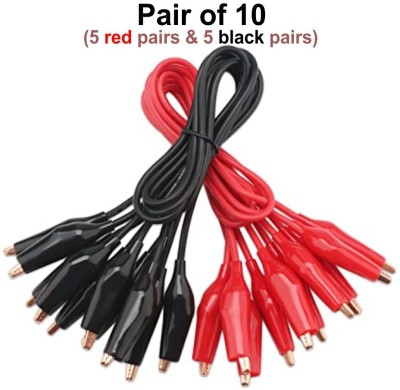 Scienticy DC Crocodile Clips-red-black-(Alligator/test Lead) with wire/cable (Pairs of 10) Electronic Components Electronic Hobby Kit
