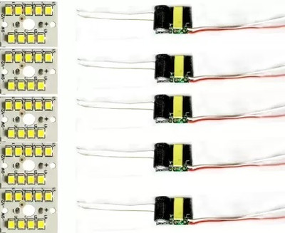 StrawHat PACK OF 10 Raw Material for led bulb MCPCB 9W, WHITE LED WITH HPF DRIVER Light Electronic Hobby Kit