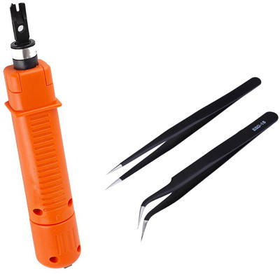 Crafts Haveli Networking Tool Kit Combo Punch Down Tool 110 Type & Anti Static Tweezer 2pc Power Supply Electronic Hobby Kit