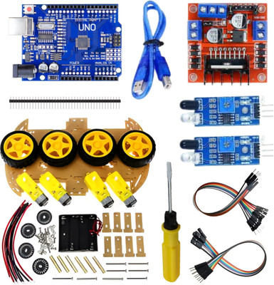 ROBO Uno R3 based LINE FOLLOWING ROBOT DIY KIT IN 4WD Electronic Components Electronic Hobby Kit