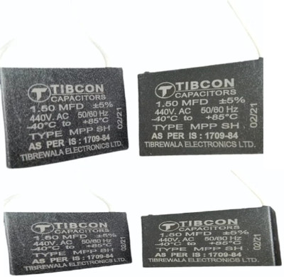 M&M HARIS 1.5 uf / MFD Tibcon Capacitor for Wall Fan / Table Fan Capacitor ( Pack of 4 ) Power Supply Electronic Hobby Kit