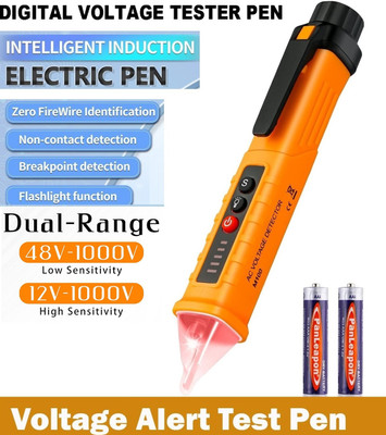 BALRAMA M-10 12~1000V AC Non Contact Voltage Tester Alert Pen Detector Breakpoint Finder LED Digital Test Pencil LCD Electric Voltage Detector Tester AC/DC 12-1000 Volt Non-magnetic Engineer's Precision Level(15 cm)