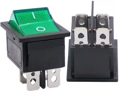DECENT AIR SYSTEM KCD4 DPST 4Pin 2 Position Rocker (GREEN) with Indicator Lights Electronic Components Electronic Hobby Kit