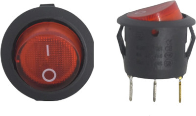 randd 5Pcs On/Off Rocker Toggle Round Switch Red Lit SPDT 3Pin 6A 250V for Appliances Electronic Components Electronic Hobby Kit