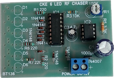 CKE LED CHASER 6 CHANNEL RF WITH DECADE COUNTER IC CD4017 AND TIMER IC NE555 PCB Electronic Components Electronic Hobby Kit
