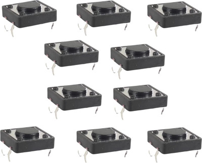 Universal Hub Tactile Push Switch 12x12x6mm 4-Pin Dip (Pack of 10) Electronic Components Electronic Hobby Kit