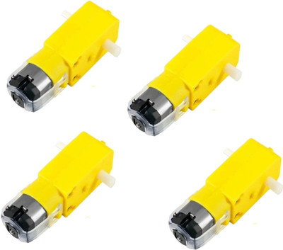 Sai Savera PACK OF 4 Electric Motor 3V-6V Single Shaft Geared TT Magnetic Gearbox Engine for Robot Toys Cars Chassis Models Vibration Products Electronic Components Electronic Hobby Kit