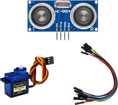FT Ultrasonic Sensor Ultrasonic Sensor Module With SG90 Servo Motor and 10 pc Male-Female Jumper Wire Electronic Components Electronic Hobby Kit