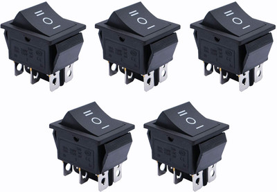 SYMFONIA Rocker Boat Switch, 5 Pcs DPDT 6 Pins heavy duty Rocker Power Switch Snap, AC 20A/250V 15A/125V, 3 Position ON/Off/ON Mini Boat Rocker Switch Toggle for Car Auto Boat Electronic Components Electronic Hobby Kit