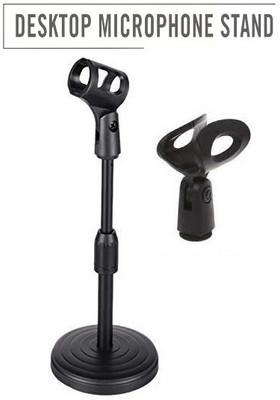 BALRAMA Round Base Desktop Mic Stand Adjustable Height Table Top Stand Mic Clip Holder Studio Desktop Microphone Stand for Broadcasts Podcasts Singing Computer Meeting Indoor PA System(1 W)