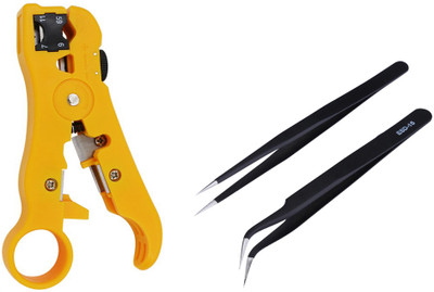 Crafts Haveli Networking Tool Kit Combo Stripping Tool & Anti Static Tweezer 2pc Power Supply Electronic Hobby Kit