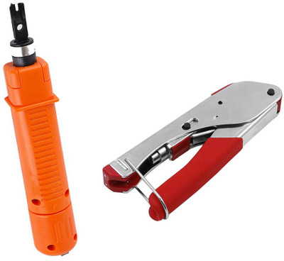 Sharum Crafts Networking Tool Kit Combo Punch Down Tool 110 Type & Compression Tool Power Supply Electronic Hobby Kit