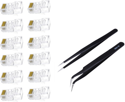 Crafts Haveli Networking Tool Kit Combo RJ 45 Connector 12pc & Anti Static Tweezer 2pc Power Supply Electronic Hobby Kit
