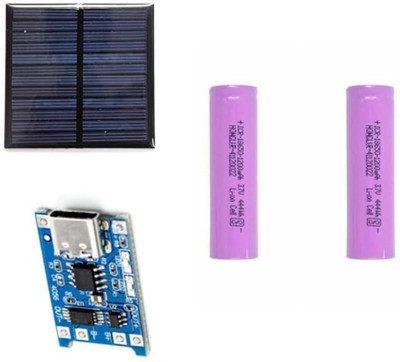 ELECTROSYS Combo Pack of Solar Panel with 1200 mah Lion Battery and C-Type Charging Module Electronic Components Electronic Hobby Kit