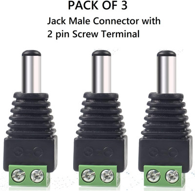 EASTRA PACK OF 3 DC Power Jack Male Connector with 2 pin Screw Terminal Electronic Components Electronic Hobby Kit