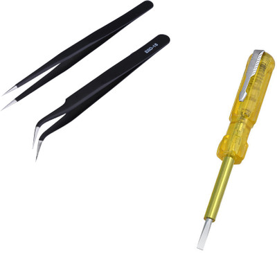 Sharum Crafts Anti Static Tweezer 2pc & Tester Power Supply Electronic Hobby Kit