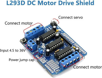 HouseOfCommon L293D Motor Driver Shield Expansion Board For Arduino Mega UNO Motor Control Electronic Hobby Kit