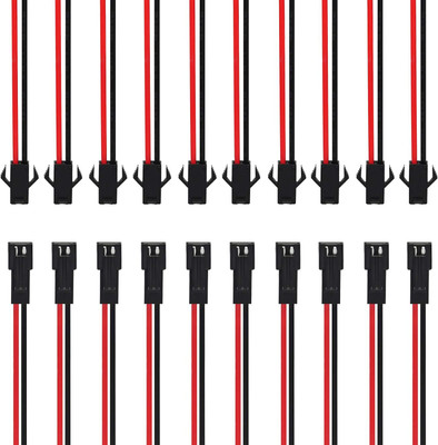 TAAPSEE 10Sets 15cm 22AWG 2-Pins Female & Male Plug Connector Wire Cables for Arduino Electronic Components Electronic Hobby Kit