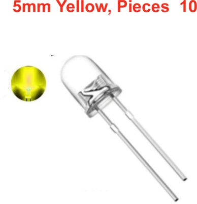 ELPH 5mm Super Bright LED | CLEAR-YELLOW | 3V DC | 2 Pin | Pack of 10 YELLOW LEDs Electronic Components Electronic Hobby Kit