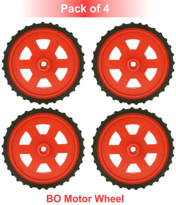 Scienticy Red BO Motor Wheel 7cm Dia x 1cm Width-Robotics Science Project (Pack of 4) Motor Control Electronic Hobby Kit