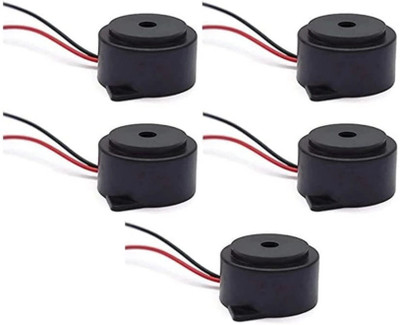 ELECTROSYS Big Buzzer 3-12 Volt DC Volt with Wire Small Enclosed 95DB (pack of 5) Electronic Components Electronic Hobby Kit
