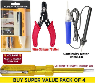 BALRAMA 4pc Voltage Pen Continuity Tester Wire Cutter Stripper Line Tester Screwdriver Digital Multimeter(2000 Counts)