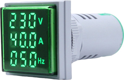 electrolight digita GREEN LED Voltmeter, Ammeter, HZ 22mm Square AC 20-500V 0-100A Amp Volt Voltage Tester Meter Dual LED Indicator Digital Voltage Tester