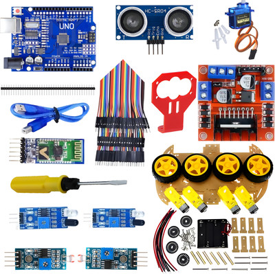 ROBO All in One 4WD kit Line Follower Obstacle Avoiding Edge Detector Electronic Components Electronic Hobby Kit